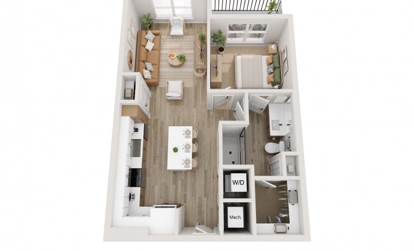 A1 - 1 bedroom floorplan layout with 1 bathroom and 751 - 757 square feet